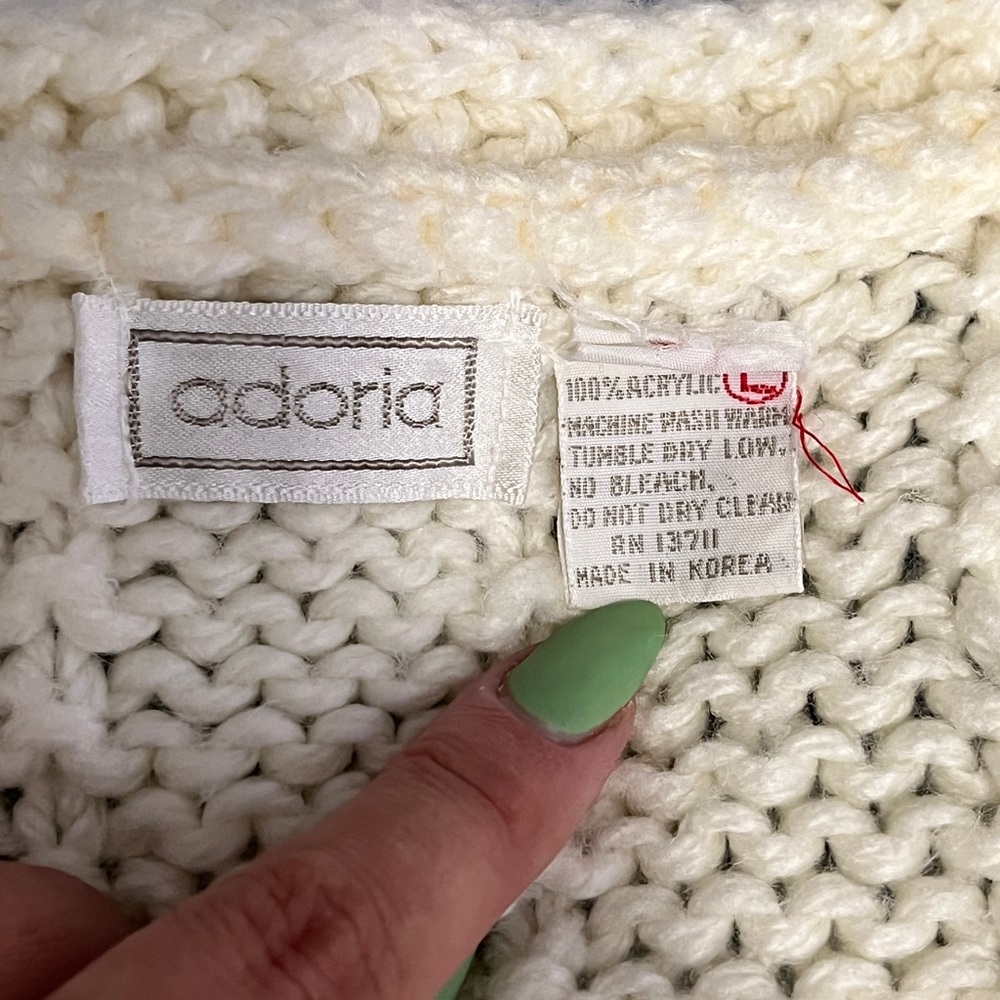ADORIA Vintage Cream V-Neck Knitted Sweater Vest Large - Picture 7 of 7